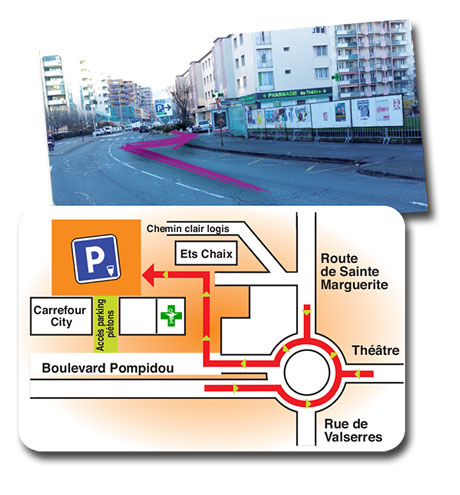 Plan d'accès du parking du théâtre à Gap 05